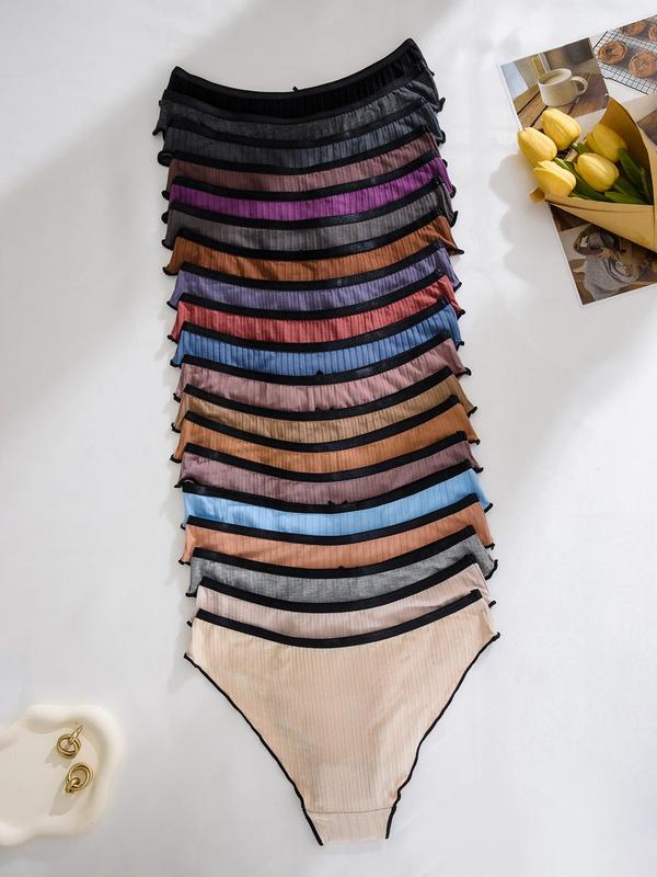 Women's Contrast Binding Bow Decor Panty, Soft Comfy Breathable Knicker for Daily Wear, Underwear for All Seasons