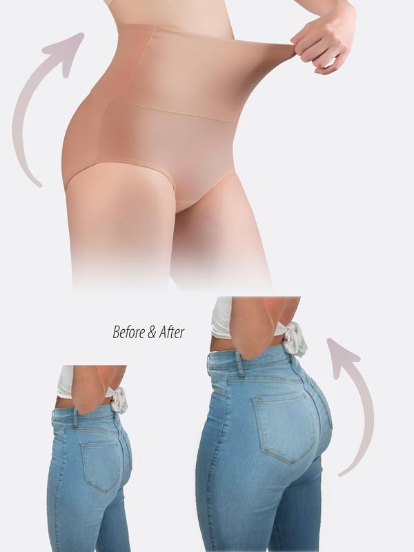 Women's Plain High Waist Butt Lift Panty, Summer Wear, Solid Color Seamless Panties, Soft Comfy Breathable Knicker for Daily Wear