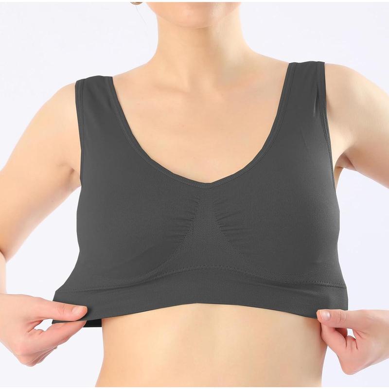 Women's 3-Pack Seamless Wireless Removable Pads Sports Bra