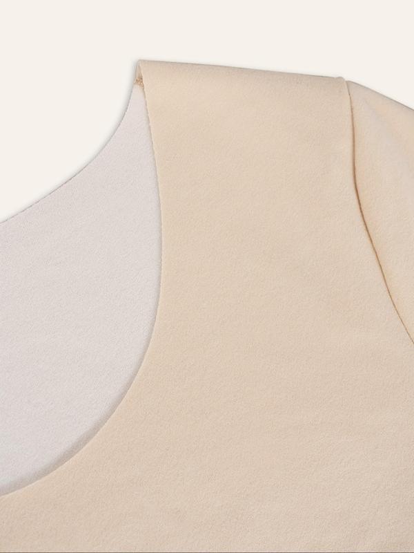 Women's Solid Long Sleeve Thermal Underwear Top, Casual Comfy Double Side Brushed Warm Top for Fall & Winter, Women's Underwear for Daily Wear