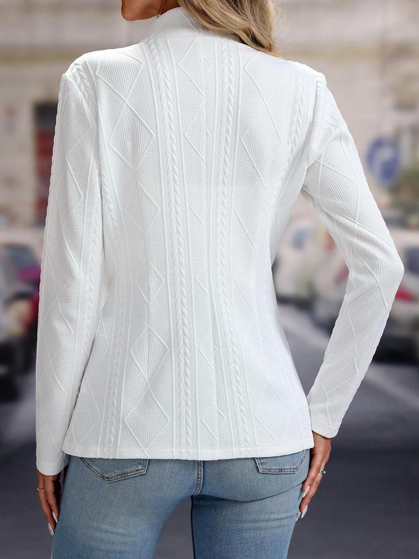 Women's Solid Textured Long Sleeve Blazer, Fall Outfits, Casual Open Front Outerwear for Fall, Jackets for Women, Lady Basic Comfort Clothes for Work Office Business