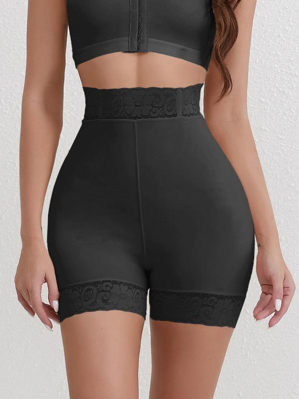 Women's Contrast Lace High Waist Shapewear Shorts, Casual Tummy Control Butt Lift Shaper, Ladies Shapewear Bottoms for Daily Wear