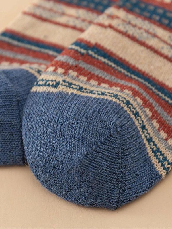 Women's Multicolor Colorblock Striped Print Crew Socks, Breathable Mid Calf Socks for Women, Multipack Mid Calf Knit Socks, Women's Socks & Hosiery
