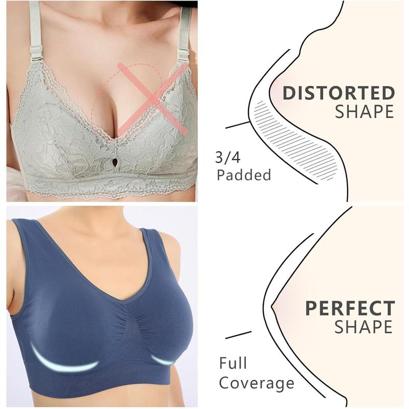 Women's 3-Pack Seamless Wireless Removable Pads Sports Bra