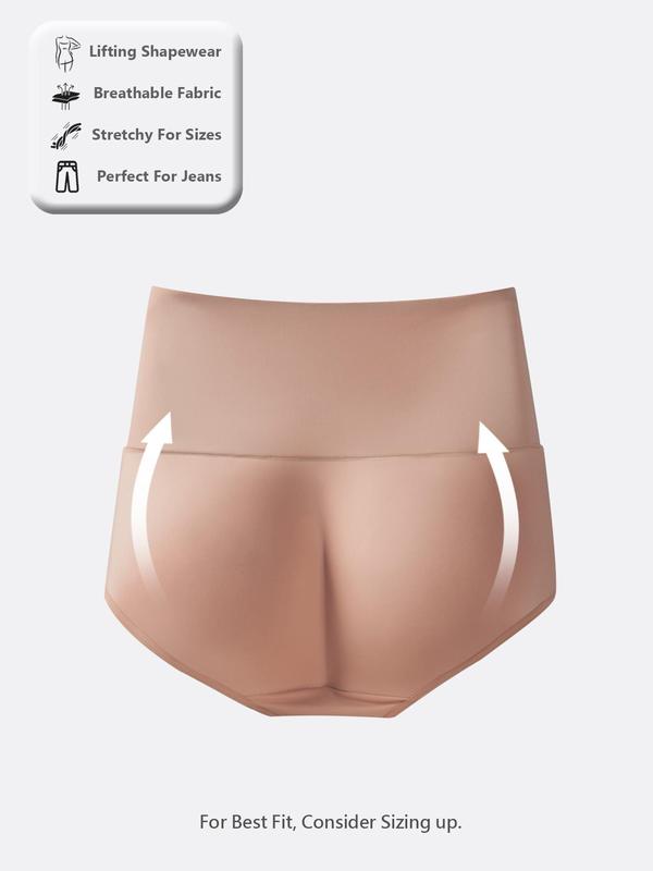 Women's Plain High Waist Butt Lift Panty, Summer Wear, Solid Color Seamless Panties, Soft Comfy Breathable Knicker for Daily Wear