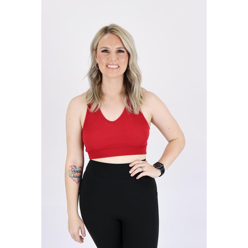 The Essential Crop | V Neck Racerback Bralette