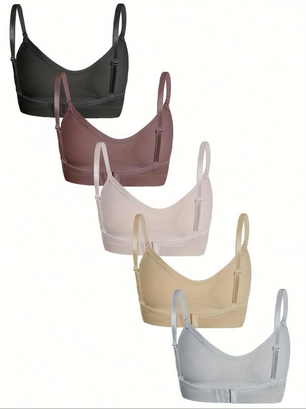 Women's Solid Backless Adjustable Strap Wireless Bralette, Casual Comfortable Breathable Push Up Bra, Softness Lightweight Lingerie for All Seasons