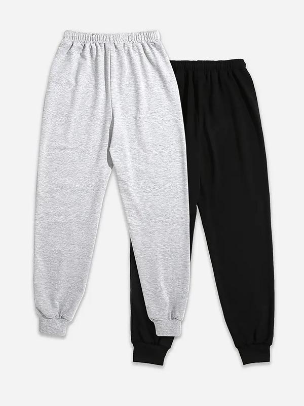 Women's Solid Drawstring Waist Thermal Lined Sweatpants, Casual Pocket Jogger Pants for Fall & Winter, Women's Trousers for Daily Wear