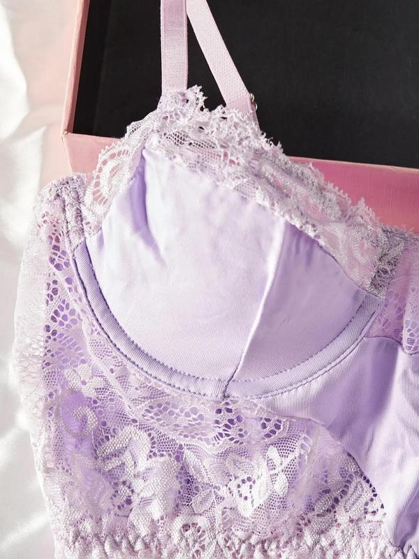 Women's Sheer Ruched Sexy Lace Lingerie Set, Romantic Underwire Bra & Frill Trim Thong Set, Soft Comfortable Underwear Set for Women