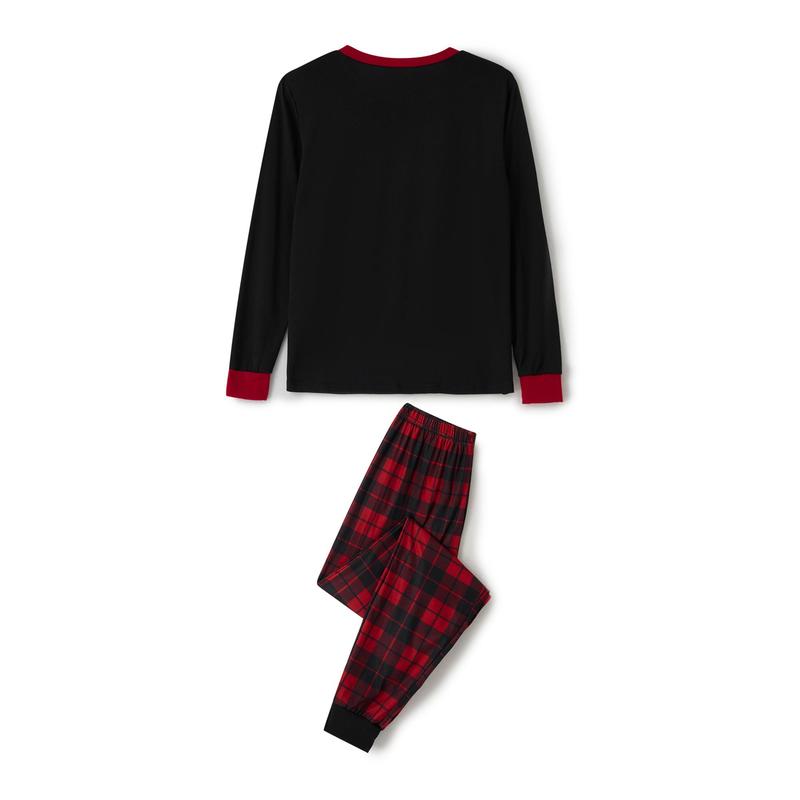 Matching Christmas Pajamas For Family Santa Claus Print Long Sleeve Tops and Plaid Pants Sleepwear Soft Nightwear