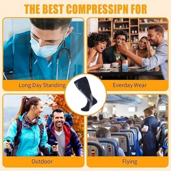 1 3Pairs 3XL-7XLPlus Size Wide Calf Compression Socks Women Men 15-20mmhg Large size Compression Sock for Nurse Pregnancy Travel