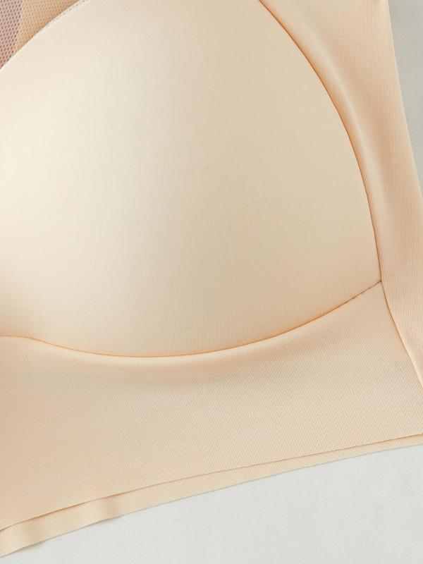 Women's Solid Contrast Mesh Wireless Bra, Soft Comfy  Casual Breathable Seamless Lingerie, Women's Bralette, Ladies Underwear for All Seasons Daily Wear, Bra for Women