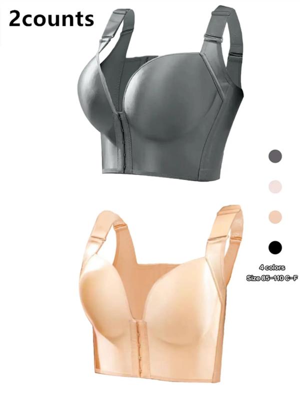  Wireless Hook & Eye Push Up Bra, Comfortable Adjustable Strap Lingerie Top, Women's Underwear for All Seasons, Lingerie for Women, Fall Lingeries, Back To School Wear, Women's Clothing, Fall Wear 2024 Gym Sets for Women
