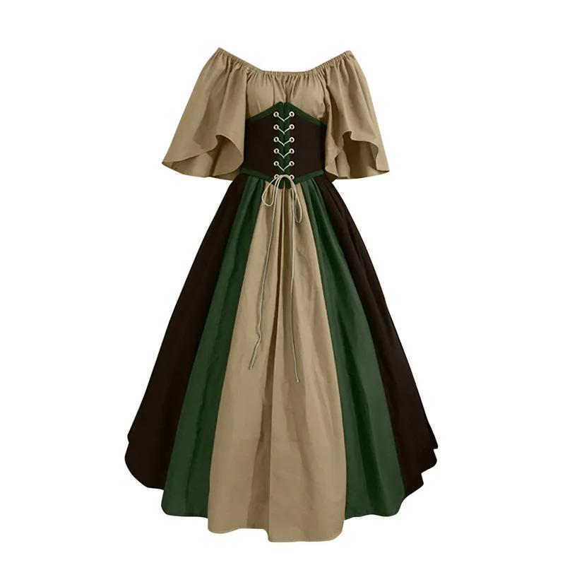 Palace Medieval Costumes Women Dress Vintage Victoria Lace Up Carnival Party Long Dress Robe Cosplay Clothing Lady Corset Dress Womenswear Accessories Womenswear Accessories Underwear Comfort Dresse Gowns