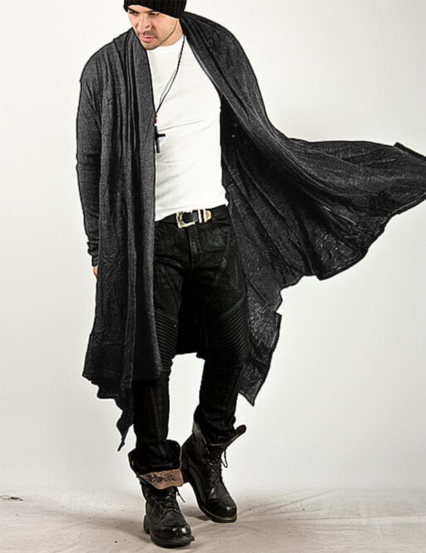 COOFANDY Personalized and Fashionable Long Hooded cardigan with ruffle edge shawl collar, lightweight draped cape jacket with pockets