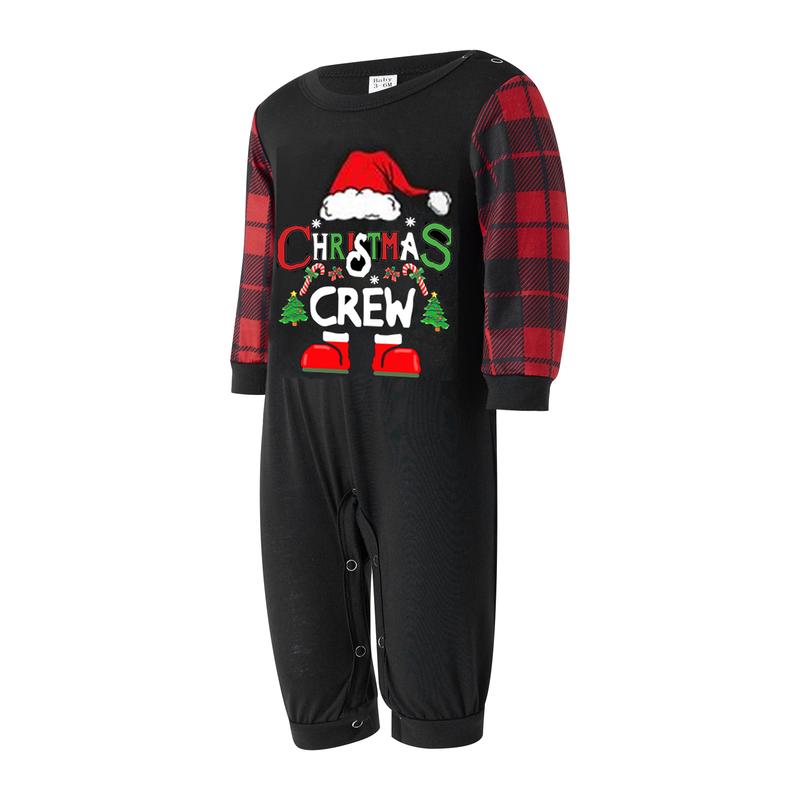 Matching Christmas Pajamas For Family Santa Claus Print Long Sleeve Tops and Plaid Pants Sleepwear Soft Nightwear