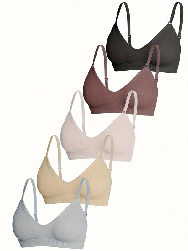 Women's Solid Backless Adjustable Strap Wireless Bralette, Casual Comfortable Breathable Push Up Bra, Softness Lightweight Lingerie for All Seasons