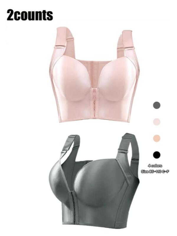  Wireless Hook & Eye Push Up Bra, Comfortable Adjustable Strap Lingerie Top, Women's Underwear for All Seasons, Lingerie for Women, Fall Lingeries, Back To School Wear, Women's Clothing, Fall Wear 2024 Gym Sets for Women