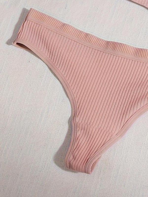 Women's Solid Color Push Up Bra & Panty Set, Casual Comfy Breathable Underwear Set for Daily Wear, Women's Underwear Set for All Seasons