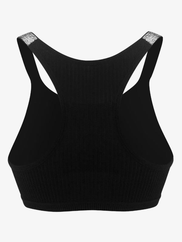Women's Solid Color Ribbed Bralette, Breathable Comfortable Push Up Bra, Women's Lingerie for All Seasons