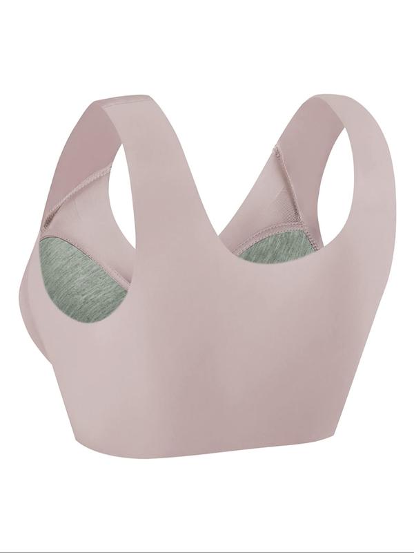Women's Solid Contrast Mesh Wireless Bra, Soft Comfy  Casual Breathable Seamless Lingerie, Women's Bralette, Ladies Underwear for All Seasons Daily Wear, Bra for Women