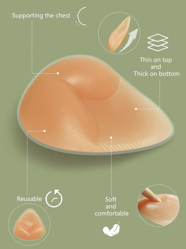 Women's Solid Color Triangle Shape Silicone Bra Insert, Soft Breathable Comfortable Breast Pad for Daily Wear, Lingerie Accessories for Women