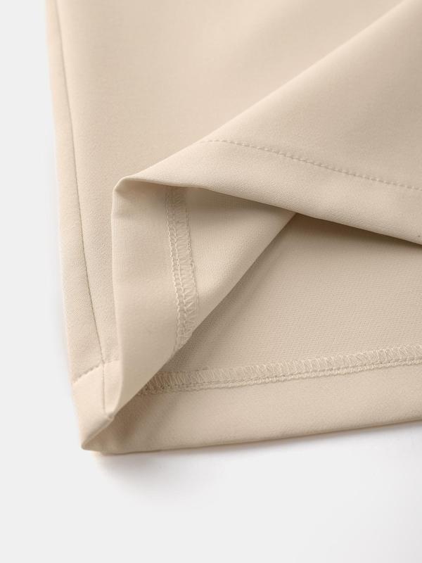 YOZY Women's Solid Button Fly Plicated Wide Leg Pants, Elegant Fashion Pocket Design Trousers for Daily Outdoor Wear, Women's Bottoms for Fall & Winter