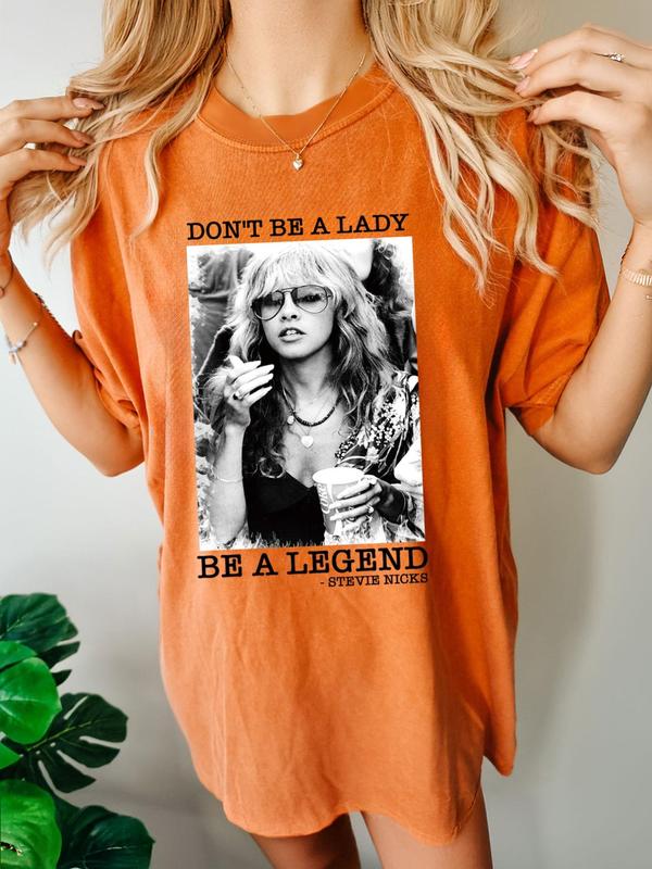Women's Letter & Figure Print Round Neck Graphic Tee, Vintage Trendy Casual Short Sleeve T-shirt for Daily Wear, Ladies All Seasons Outfit,  90s Clothes