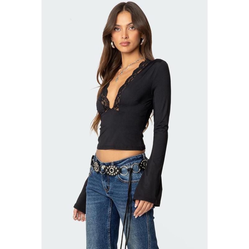 Tina Lacey Plunge Neck Top