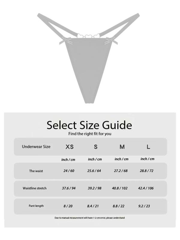 Women's Bow Decor Ring Linked Thong, Casual Breathable Comfortable Panty for Daily Wear, Ladies Underwear for All Seasons