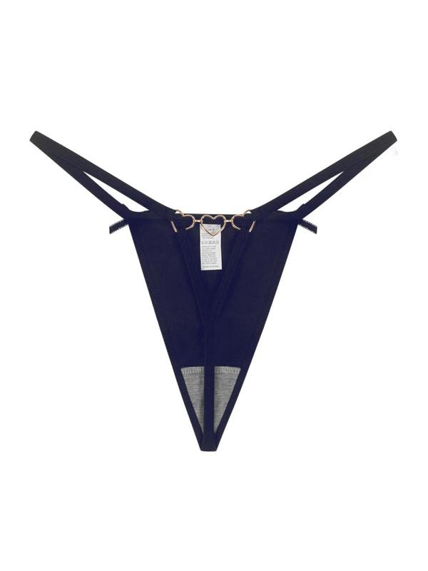 Women's Bow Decor Ring Linked Thong, Casual Breathable Comfortable Panty for Daily Wear, Ladies Underwear for All Seasons