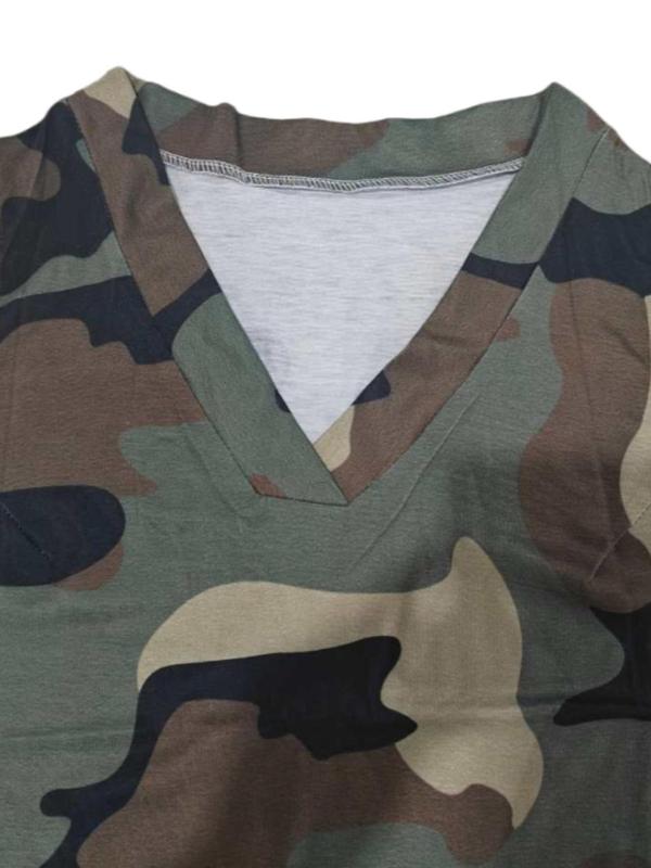 Women's Camo Print Pocket Tank Dress, Casual Sleeveless V Neck Short Dress for Daily Wear, Ladies Clothes for All Seasons