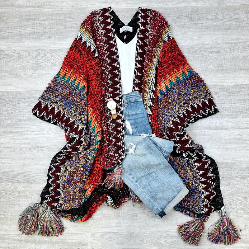 Dalila Colorful Ruana  Cardigan