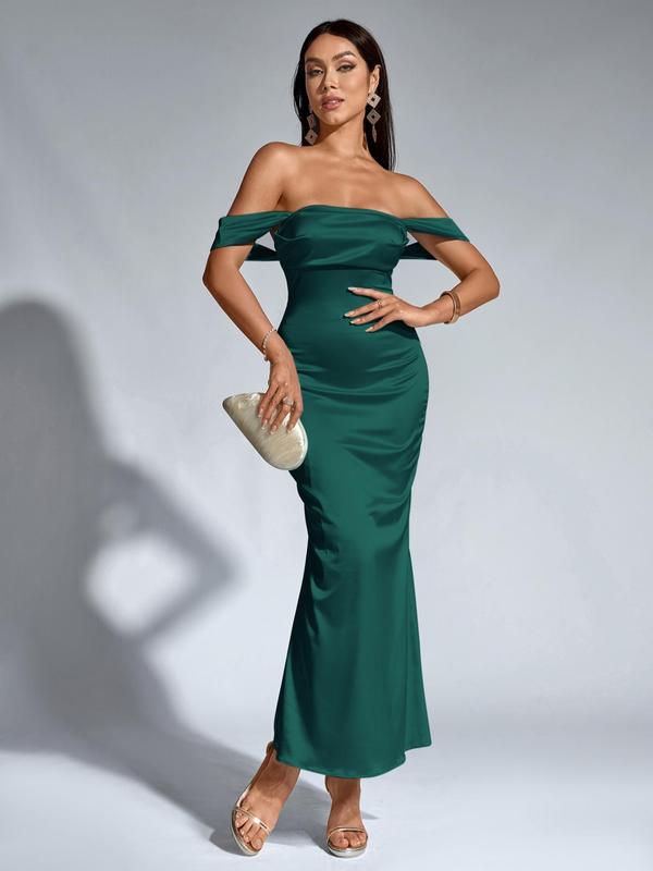 Women's Off The Shoulder Mermaid Party Dress, Elegant Zipper Backless Long Dress for Party Evening Formal Occasions, Ladies' Clothes for Summer