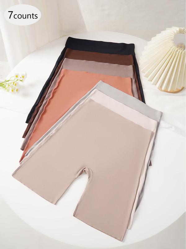Women's Solid Color High Waist Boyshorts, Breathable Comfortable Seamless Panty for Daily Wear, Women's Underwear for All Seasons