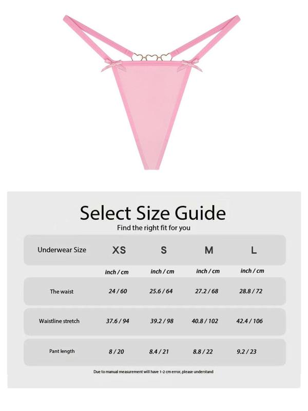 Women's Bow Decor Ring Linked Thong, Casual Breathable Comfortable Panty for Daily Wear, Ladies Underwear for All Seasons