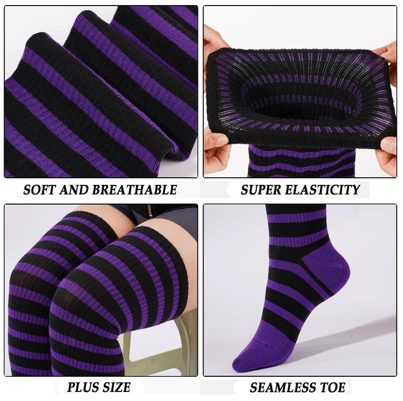 Moon Wood Plus Size Thigh High Socks for Women Knit Cotton Extra Long Halloween Over the Knee High Socks Leg Warmers sisterhood of thigh highs big shirt