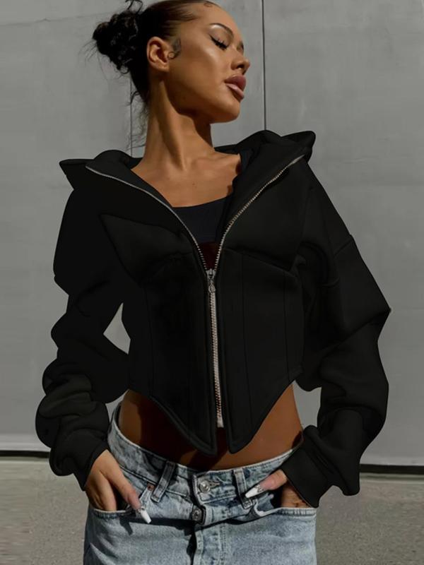Women's Leopard Print Zip Up Hooded Jacket, Casual Drop Shoulder Long Sleeve Outerwear for Fall & Winter, Ladies Clothes for Daily Wear