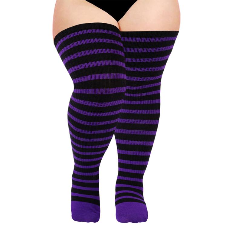 Moon Wood Plus Size Thigh High Socks for Women Knit Cotton Extra Long Halloween Over the Knee High Socks Leg Warmers sisterhood of thigh highs big shirt