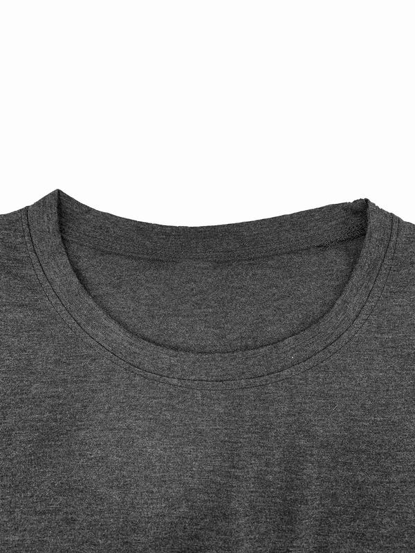Women's Cartoon Cat & Letter Print Round Neck Graphic Tee, Casual Short Sleeve T-Shirt for Summer, Women's Clothes for Daily Wear