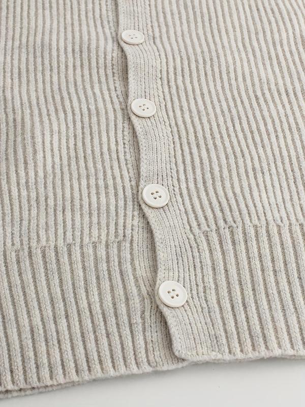 Women's Solid Button Front V Neck Sweater Vest, Casual Sleeveless Knitwear for Daily Wear, Ladies Clothes for All Seasons