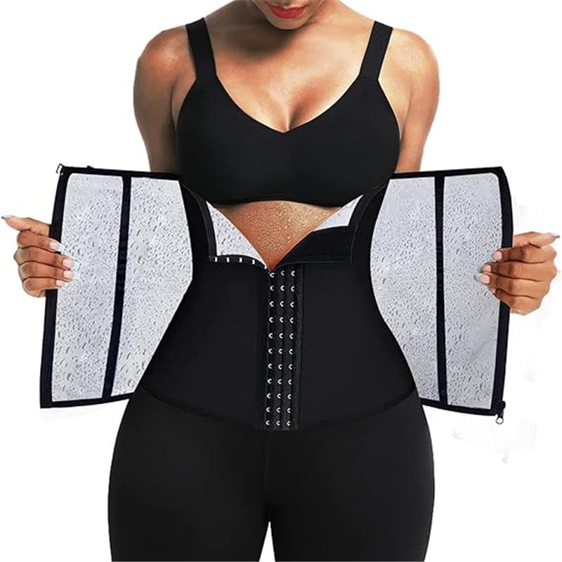 Women's Solid Zipper Waist Trainer, Comfort Cozy Tummy Control Hook Closure Fajas Colombianas Shaper, Fall Tummy Flattering Outfits, Women Fall Clothes, 2000s Outfits