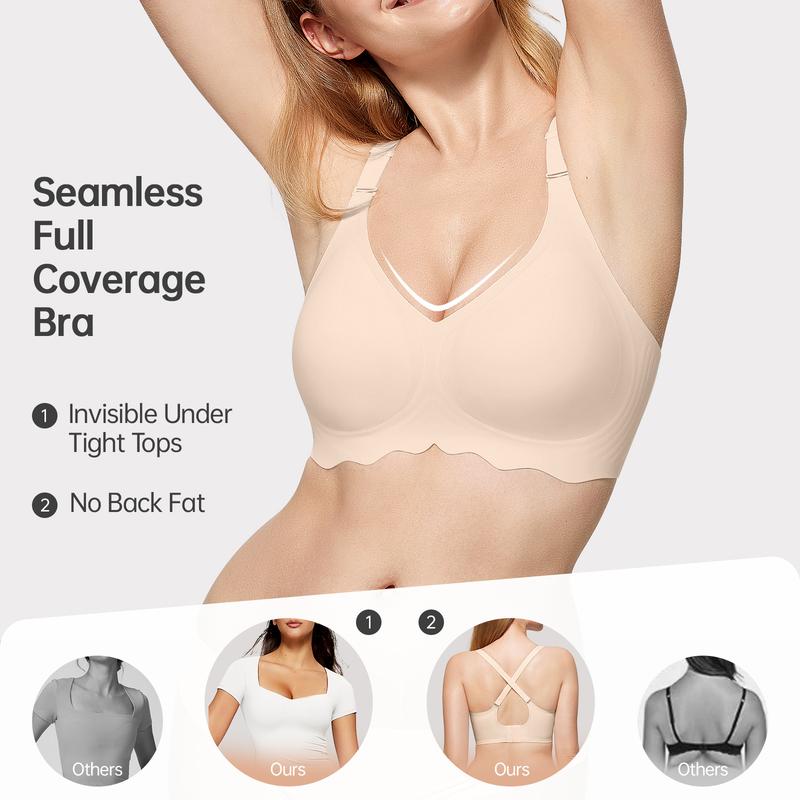 OEAK Bras for Women Wireless Bras with Support Seamless No Underwire Push Up Bras Full Coverage Comfortable Everyday Bra