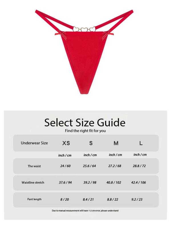 Women's Bow Decor Ring Linked Thong, Casual Breathable Comfortable Panty for Daily Wear, Ladies Underwear for All Seasons