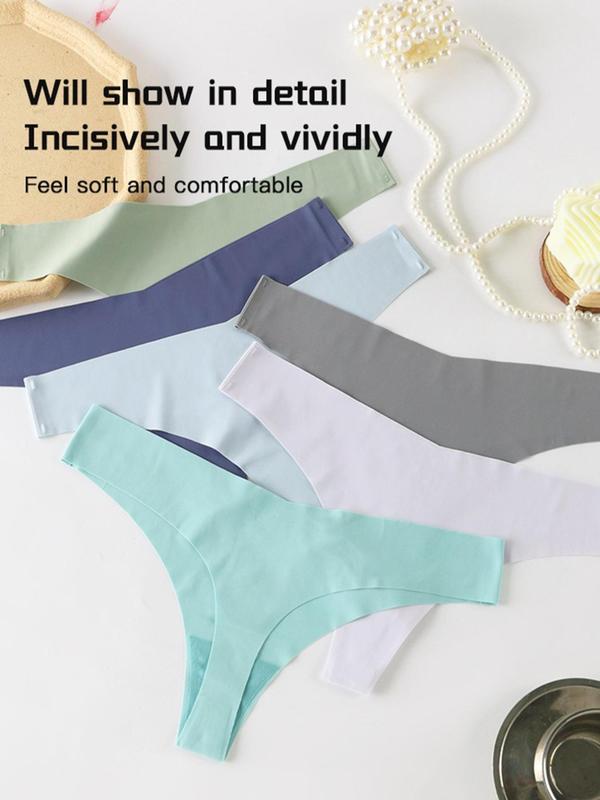 Women's Solid Color Seamless Thong, Casual Soft Comfy Breathable Panty for Daily Wear, Ladies Underwear for All Seasons