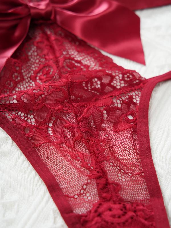 Women's Bow Decor Cut Out Sheer Lace Sexy Teddy Lingerie Bodysuit, Sexy Comfy Breathable Backless Cami Lingerie Bodysuit for Daily Wear, Women's Lingerie for All Seasons