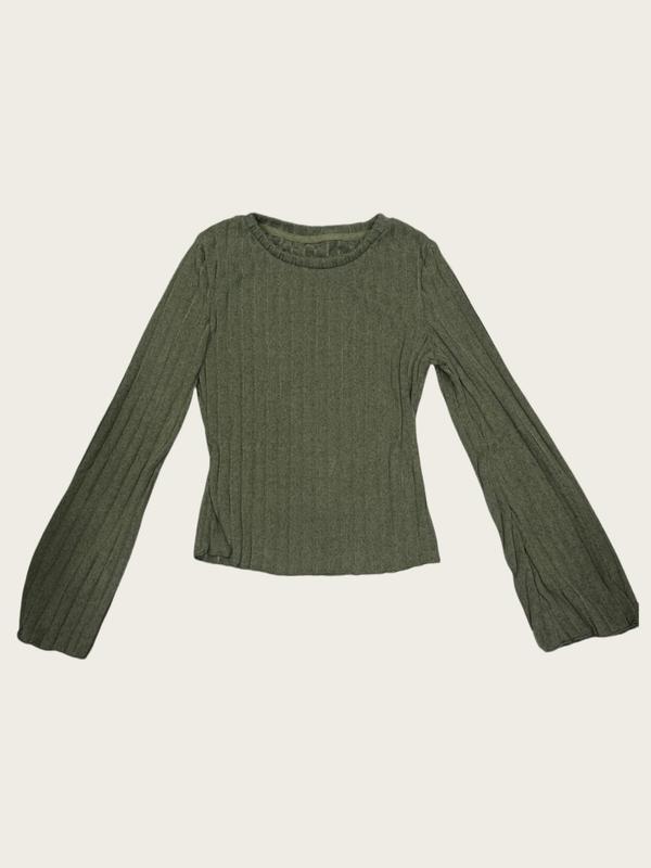 Women's Plain Lettuce Trim Flounce Sleeve Knit Top, Elegant Long Sleeve Round Neck Top for Fall & Winter, Sweaters for Women, Women's Knitwear for Daily Wear, Downtown Girl Clothes