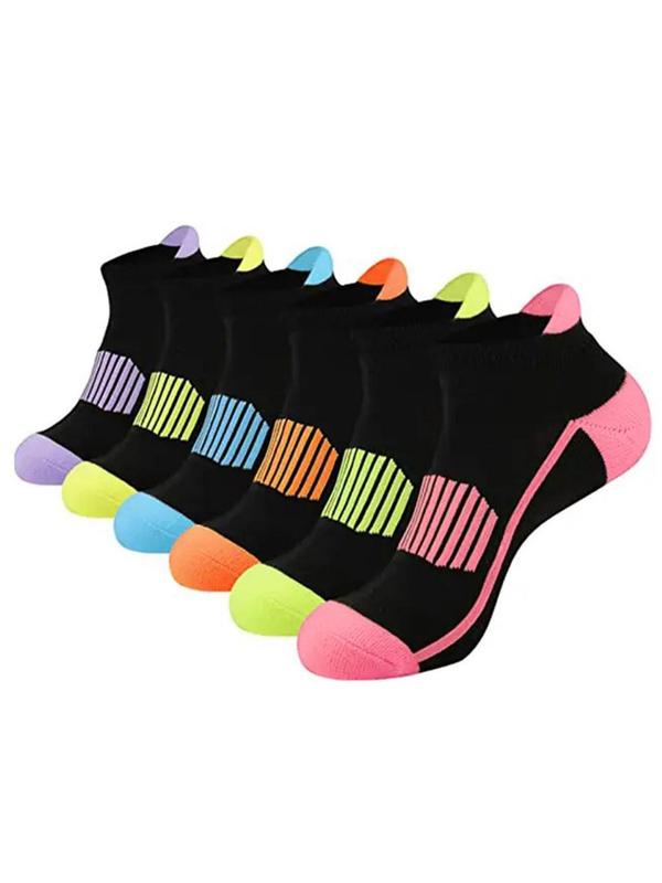 Women's Colorblock & Striped Print Ankle Socks, Casual Comfortable Breathable Socks for Daily Wear, Multipack Knit Socks for All Seasons