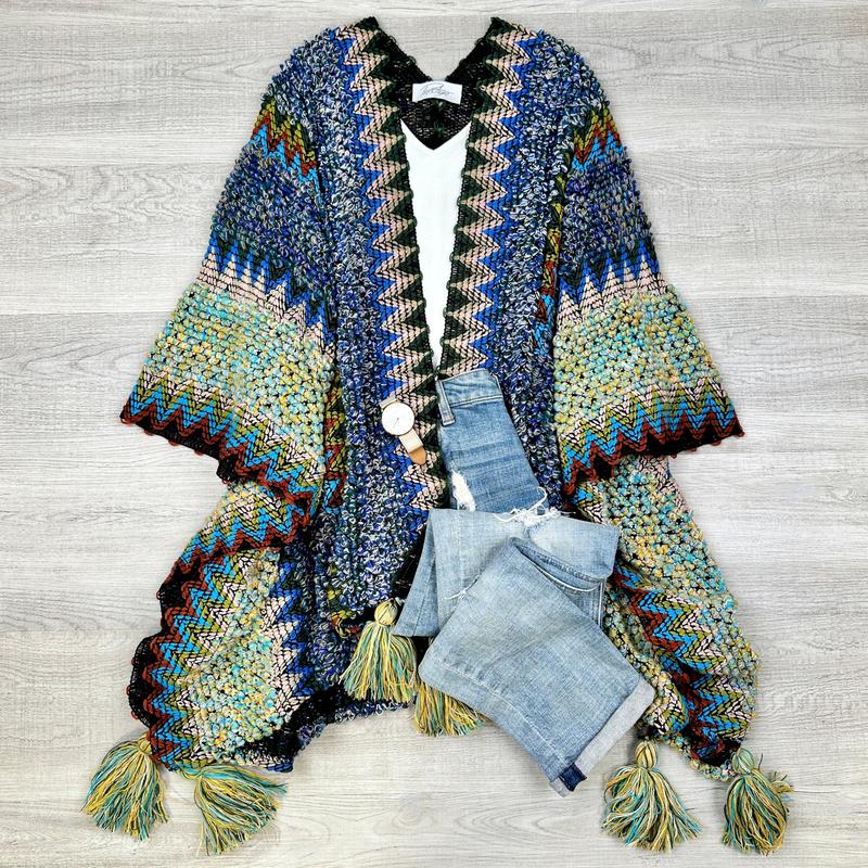 Dalila Colorful Ruana  Cardigan