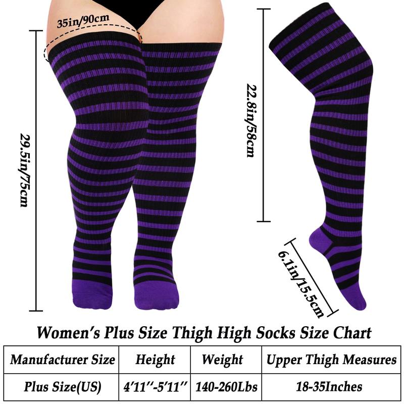Moon Wood Plus Size Thigh High Socks for Women Knit Cotton Extra Long Halloween Over the Knee High Socks Leg Warmers sisterhood of thigh highs big shirt